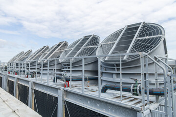 Obraz na płótnie Canvas Industry HVAC system, Cooling tower, fan water Industry air conditioner system, Air vent duct hood.