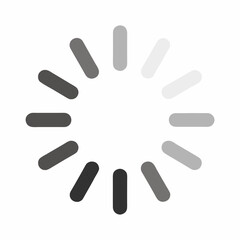 A gray and white circular loading animation icon on a plain white background