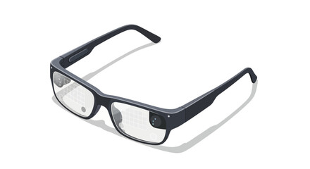 Isometric illustration highlighting augmented reality glasses, integrating digital information and the real world for seamless technological
