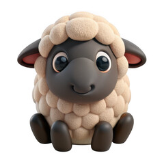 Fototapeta premium 3d cute cartoon sheep isolated on transparent background