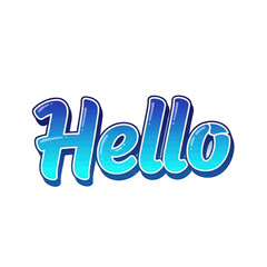 Hello Text in Blue Gradient with Cartoon Style Outline on Transparent Background