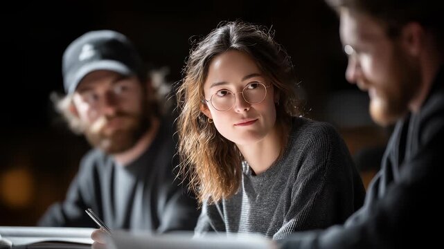 Woman Focusing in Team Collaboration Meeting