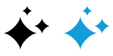 Generative AI logo icon magic sparkle stars symbol.  Artificial intelligence sign. Vector ai generated black and blue icon logo. Vector illustration and transparent PNG.