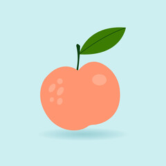 Peach in doodle style on a blue background, 