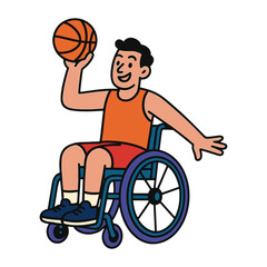 Fototapeta premium Inclusive basketball wheelchair player illustration vector