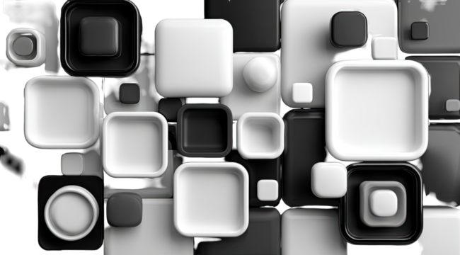 Abstract monochrome squares and circles