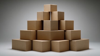Obraz premium Pyramid of cardboard boxes on a neutral background