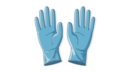 Obraz premium Pair of Protective Blue Gloves Isolated on White, Illustrating Safety and Hygiene Practices, Promoting Health and Well-being in Medical and