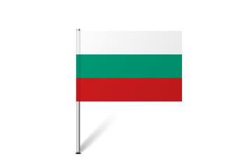 Bulgaria flag - map pin flag representing a country cultural identity and heritage. The essence of national pride and unity. Map pin flag stuck in a white background
