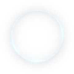 Shining blue ring with radiant glow, sparkling light beam, electric energy overlay, mystical frame, brilliant cosmic spark and luminous galaxy background, png.