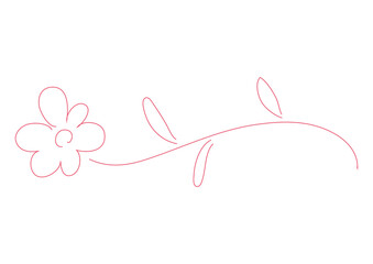 手描きのラフなカーブする花