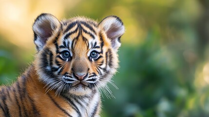 Obraz premium Close cute siberian tiger cub