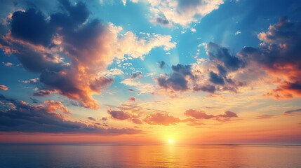 Fototapeta premium Nature landscape beautiful Light Sunset or sunrise over sea,Colorful clouds dramatic sky seascape,