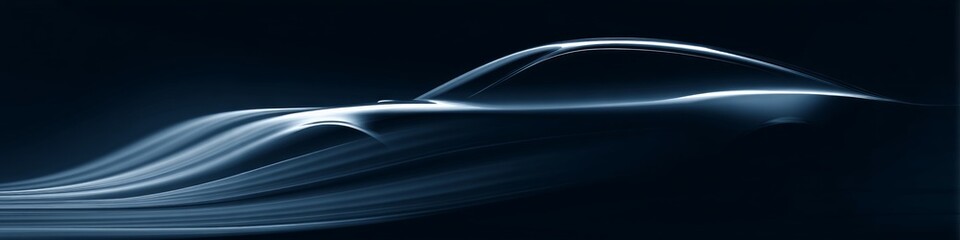 Futuristic car silhouette with flowing light effects and dynamic motion
