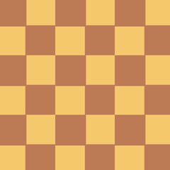 Retro Yellow Brown Checkerboard Seamless Background. 