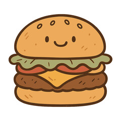 Cute cartoon cheeseburger illustration vector