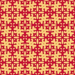 Vintage ornate seamless damask floral pattern with red flowers, illustration for fabric, wallpaper, or textile design