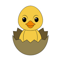 Vector art illustration of a duckling in an eggshell
