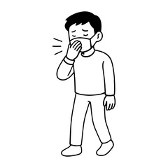 Obraz premium Person wearing mask coughing vector