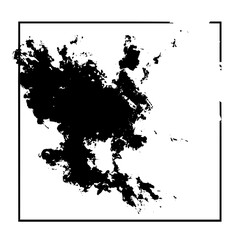 Naklejka premium Abstract black ink cloud design with square frame vector illustration for graphic design projects