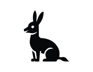 Obraz premium Minimalist black rabbit vector silhouette isolated on white background animal illustration vector drawing for graphic design projects and nature related content creation