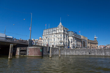 Obraz premium Amsterdam, Netherlands - July 02, 2018: View of the Park Plaza Victoria Hotel Amsterdam