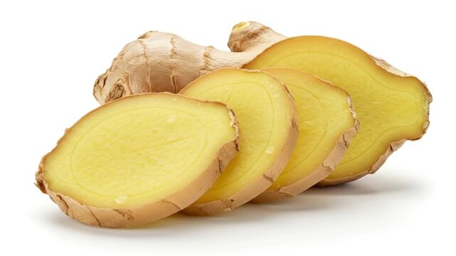Ginger root benefits: fresh ginger slices for health and wellness, cooking and ginger tea recipe