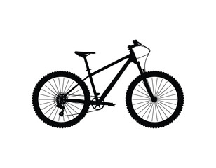 Fototapeta premium Mountain Bike Silhouette on White Background Ideal for Sport and Recreation Designs and Outdoor Adventure Concepts Promoting Fitness and Healthy Lifestyles