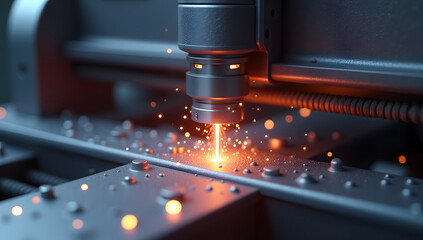 High-tech laser processing scene with industrial machine tool