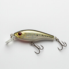Silver and Black Fishing Lure with Red Eye and Treble Hooks