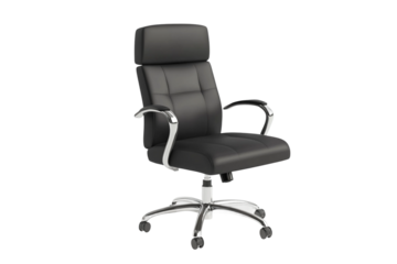Rolling adjustable office chair isolated on transparent background