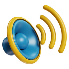 3D megaphone announcement icon in blue and yellow