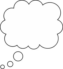 A simple cartoon thought bubble with smaller bubbles coming out of it slowly