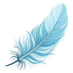Obraz premium Feather icon with soft curved shape, light blue minimalist flat vector design, PNG transparent background