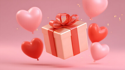 Valentine and Thanksgiving gift box with heart balloons