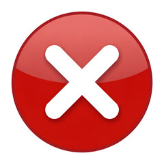 Obraz premium Red error icon with white cross symbol