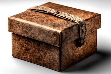 Plain cardboard box with natural textured surface high resolution image