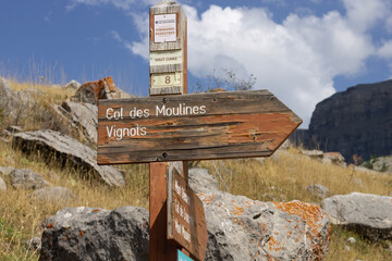 wooden sign in the mountains, valberg