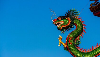 Obraz premium Dragon sculpture against a clear blue sky