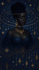 Elegant celestial goddess portrait