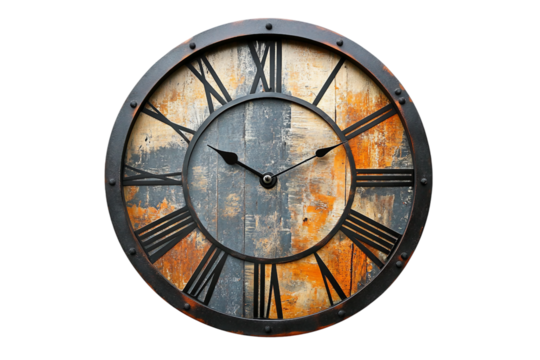 Contemporary wall clock isolated on transparent background