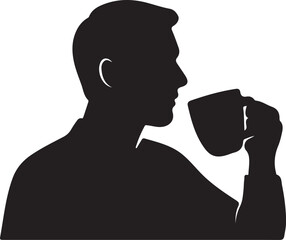 Man holding a cup silhouette design