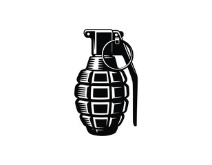 Fototapeta premium Stylized Grenade in Black and White Vector Illustration for Military and Defense Designs Depicting Explosive Power and Tactical Equipment