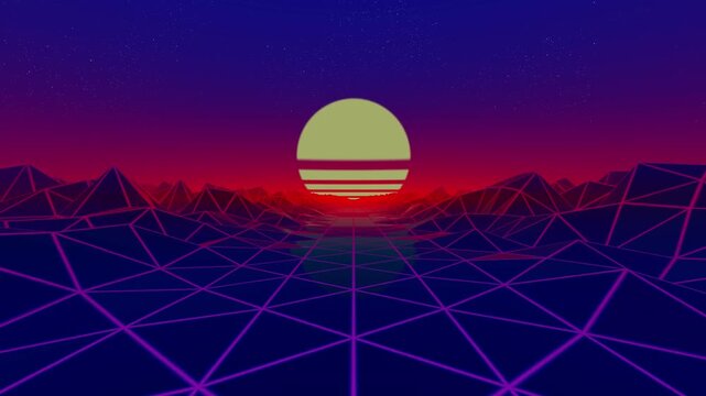 retro background into the sunset with fast speed 4k 50 fps