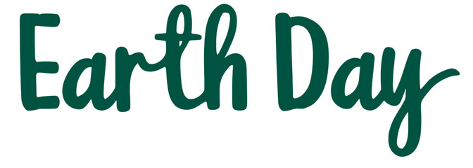 Earth Day green color text isolated on white background  