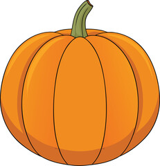 A Vibrant Orange Pumpkin with a Green Stem, Isolated on a White Background