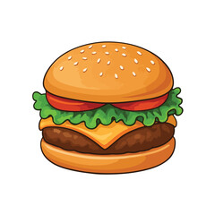  Classic Hamburger with Cheese, Lettuce, and Tomato