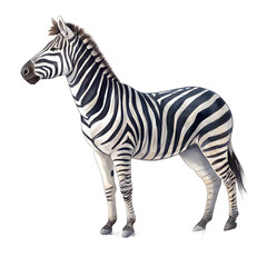 Obraz premium Elegant zebra standing gracefully on a transparent background in a side profile