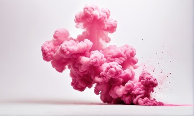 Pink Ink Cloud Explosion on White Background