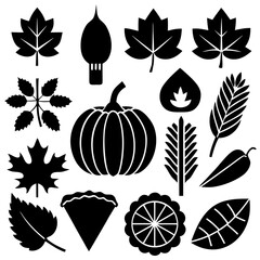 A set Of Autumn Elements, Vector Silhouette Art Elements For Autumn, Autumn silhouette icon set, Spring silhouette icon set